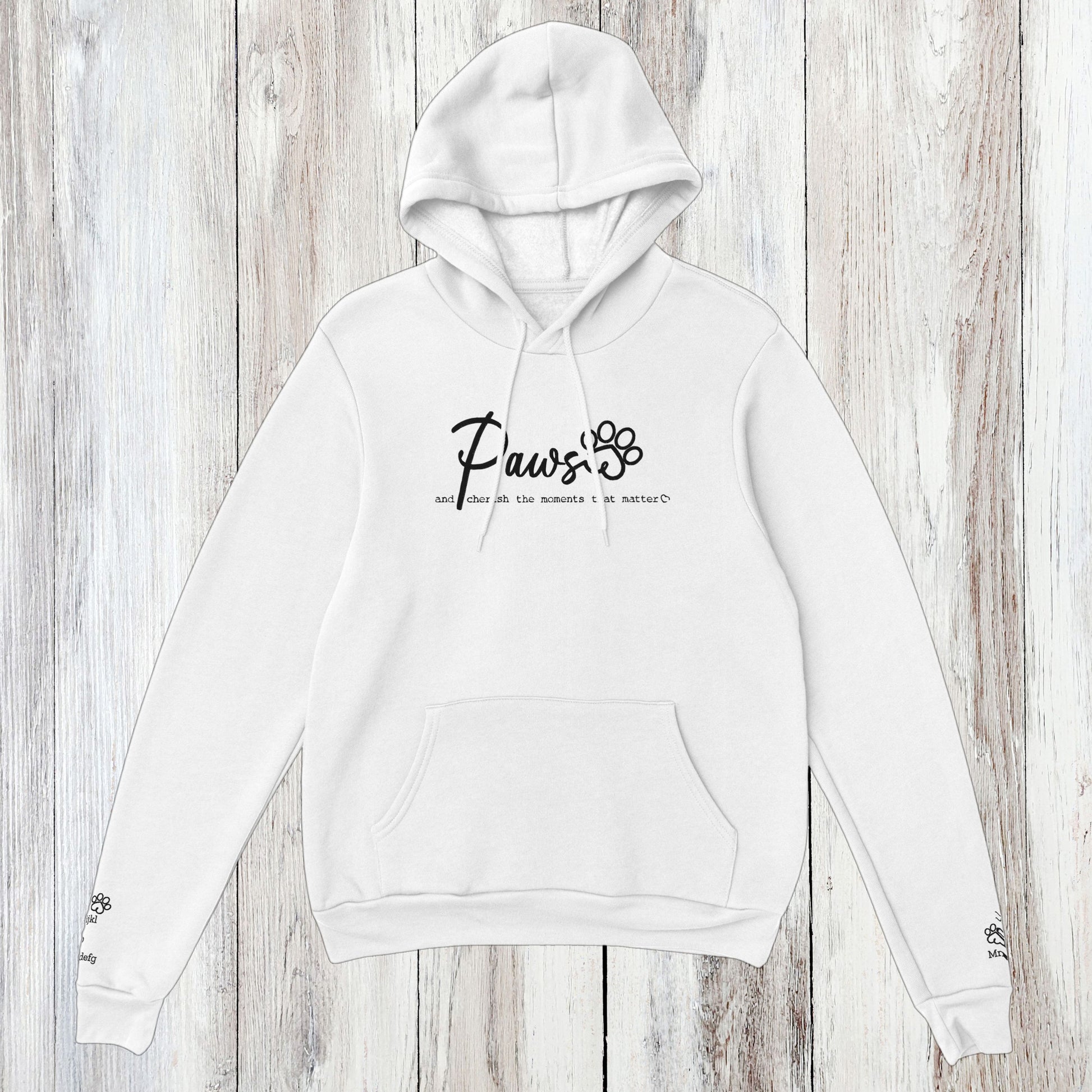 Personalized Hoodie Custom Embroidered Paws Cherish white