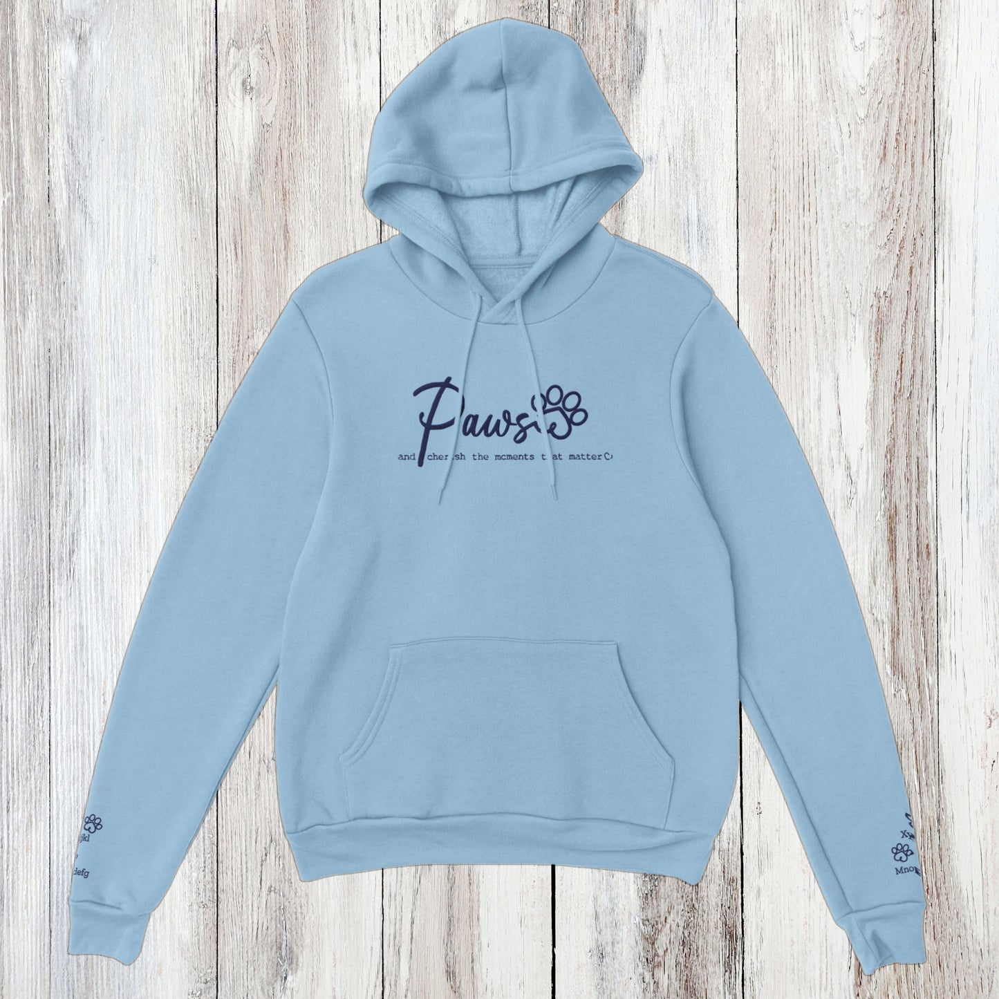 Personalized Hoodie Custom Embroidered Paws Cherish  Light Blue