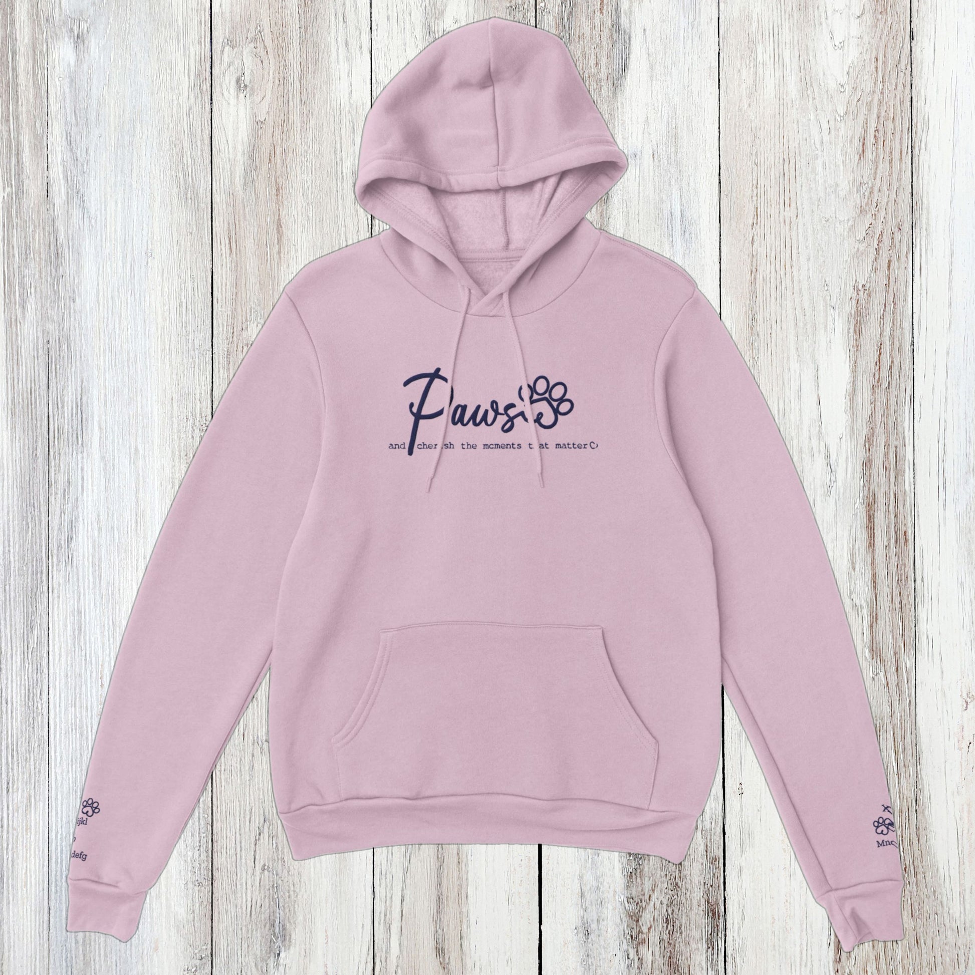 Personalized Hoodie Custom Embroidered Paws Cherish  Pink
