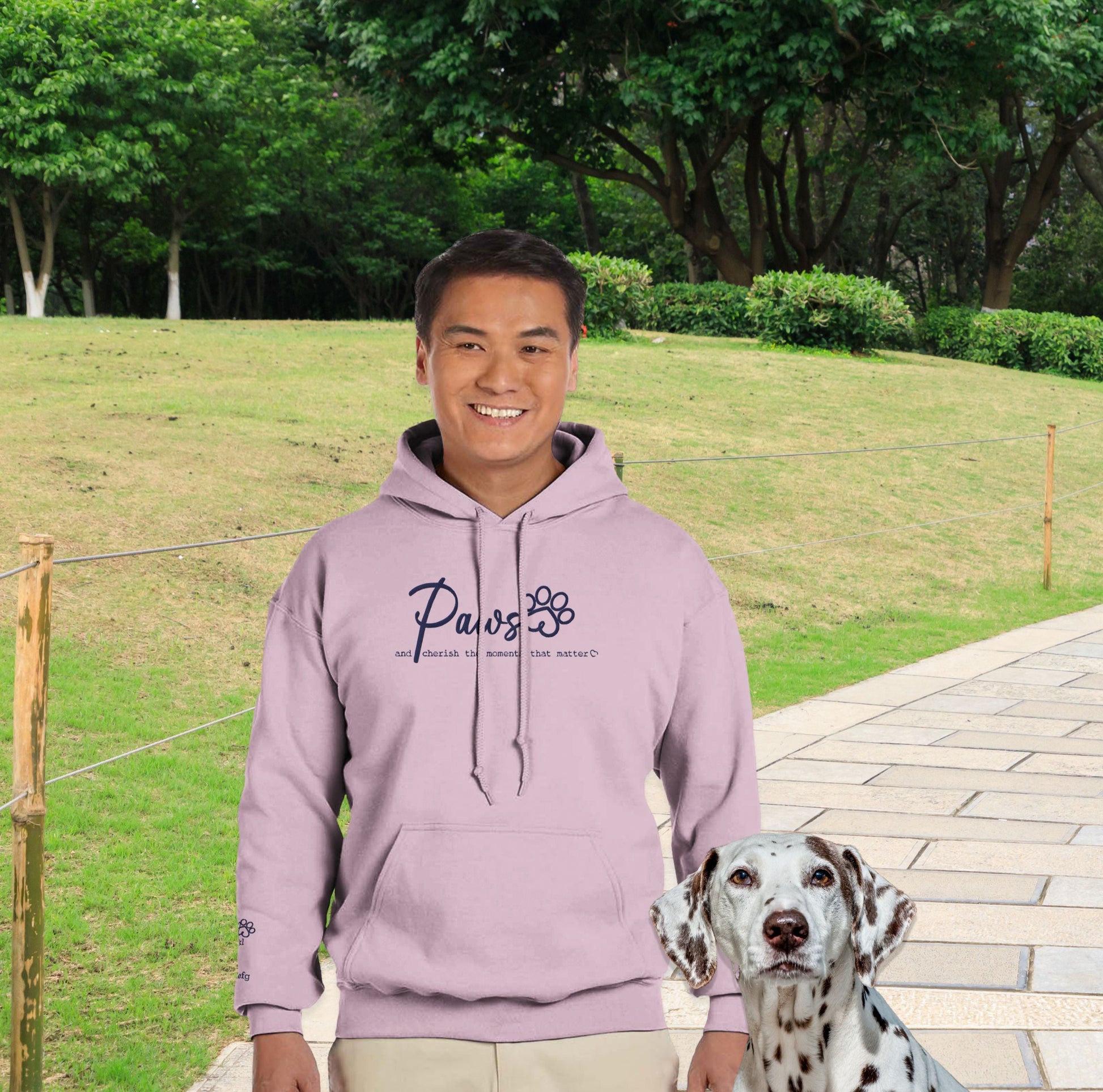 Personalized Hoodie Custom Embroidered Paws Cherish  context  Pink