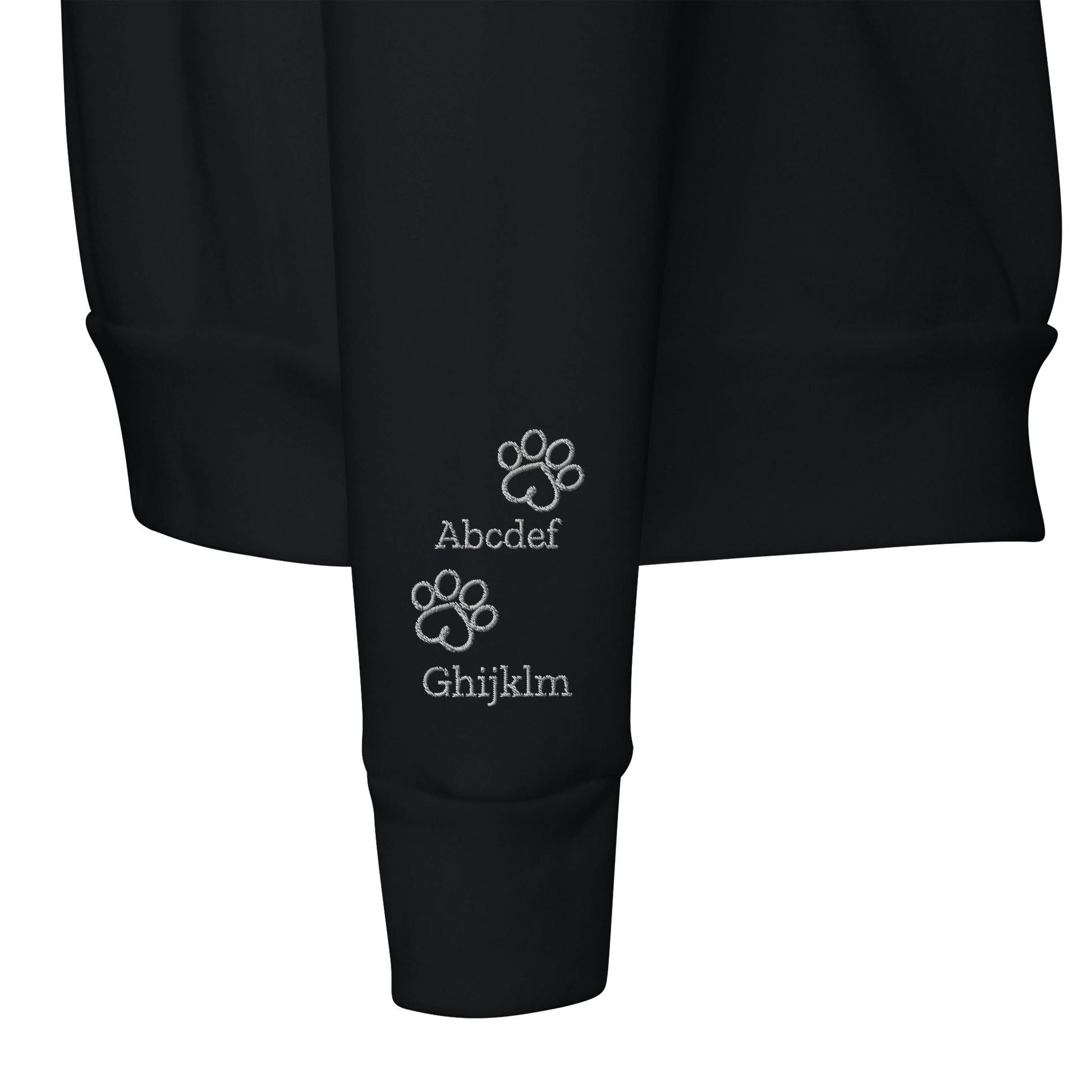 Personalized Pet Crewneck Sweatshirt- Custom Embroidered Pets Names - Paws & Cherish -  sleeve detail 2