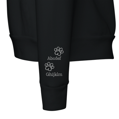 Personalized Pet Crewneck Sweatshirt- Custom Embroidered Pets Names - Paws & Cherish -  sleeve detail 2