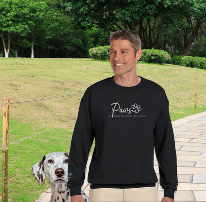Personalized Pet Crewneck Sweatshirt- Custom Embroidered Pets Names - Paws & Cherish -  context black