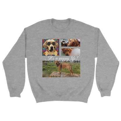 Personalized Photo Collage Pet Sweatshirt – Stylish, Cozy & Uniquely Yours Dark Heather Ash with white text