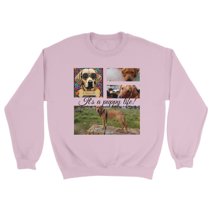 Personalized Photo Collage Pet Sweatshirt – Stylish, Cozy & Uniquely Yours Dark Heather Light Pink with black text