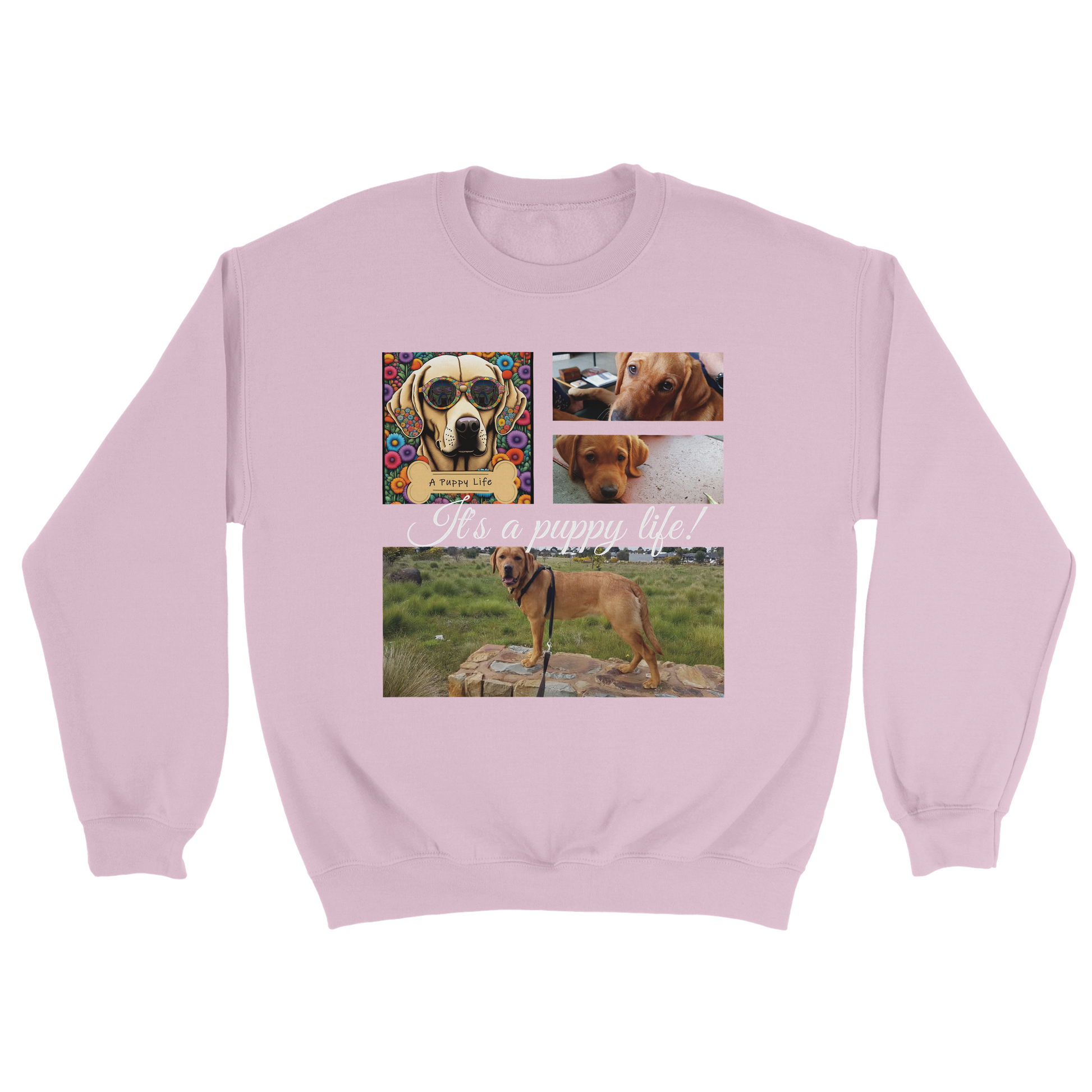 Personalized Photo Collage Pet Sweatshirt – Stylish, Cozy & Uniquely Yours Dark Heather Light Pink with white text
