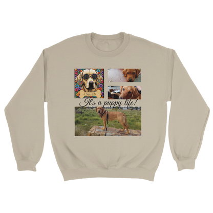 Personalized Photo Collage Pet Sweatshirt – Stylish, Cozy & Uniquely Yours Dark Heather Sand with black text