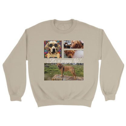 Personalized Photo Collage Pet Sweatshirt – Stylish, Cozy & Uniquely Yours Sand with white text