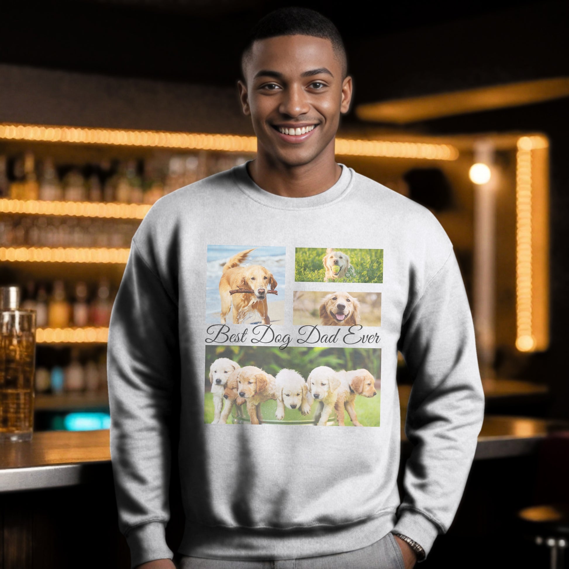 Personalized Photo Collage Pet Sweatshirt – Stylish, Cozy & Uniquely Yours context ash grey with black text