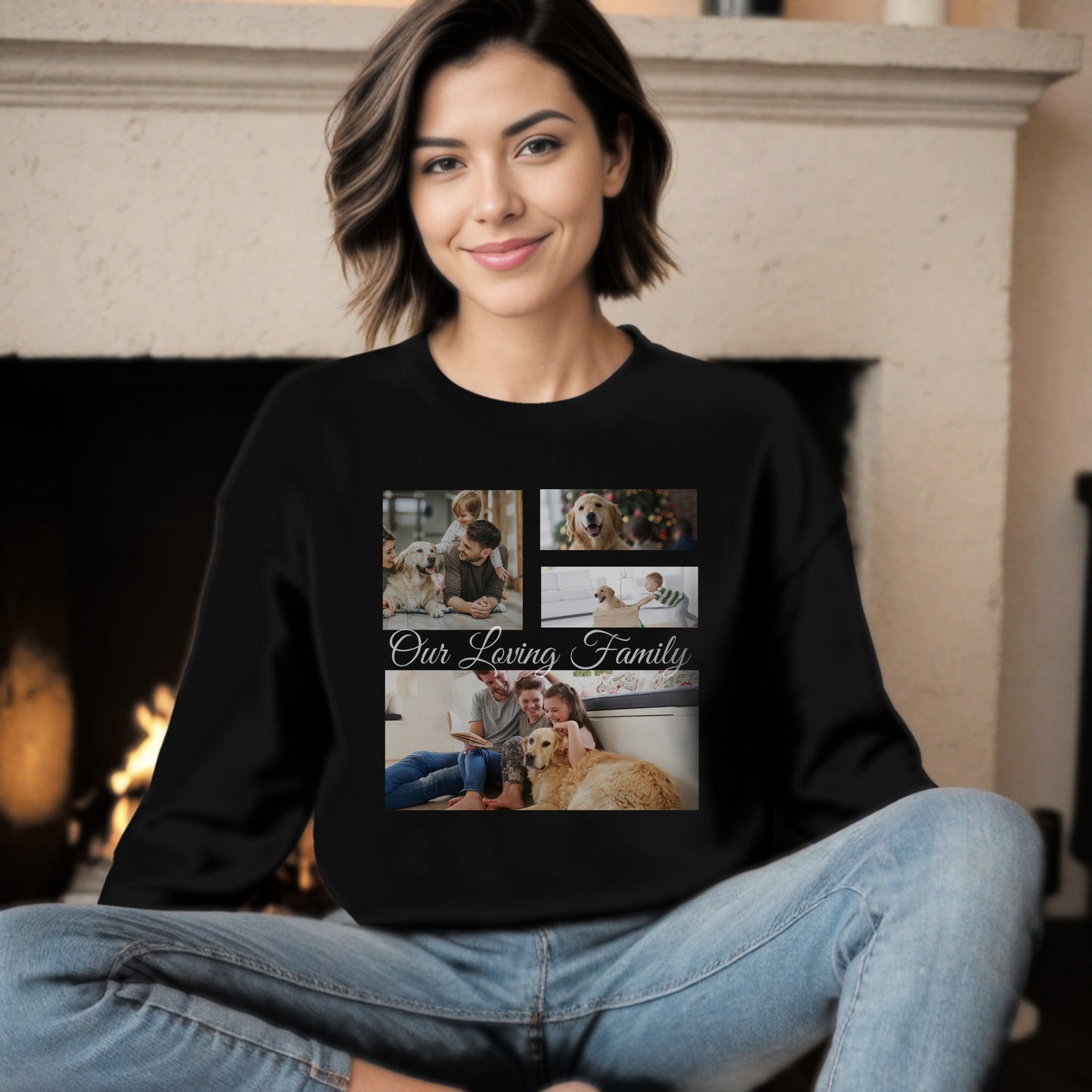 Personalized Photo Collage Pet Sweatshirt – Stylish, Cozy & Uniquely Yours context black with white text