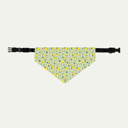 Pet Bandana Collar, Lemons and Parsley, Pale Green Background M
