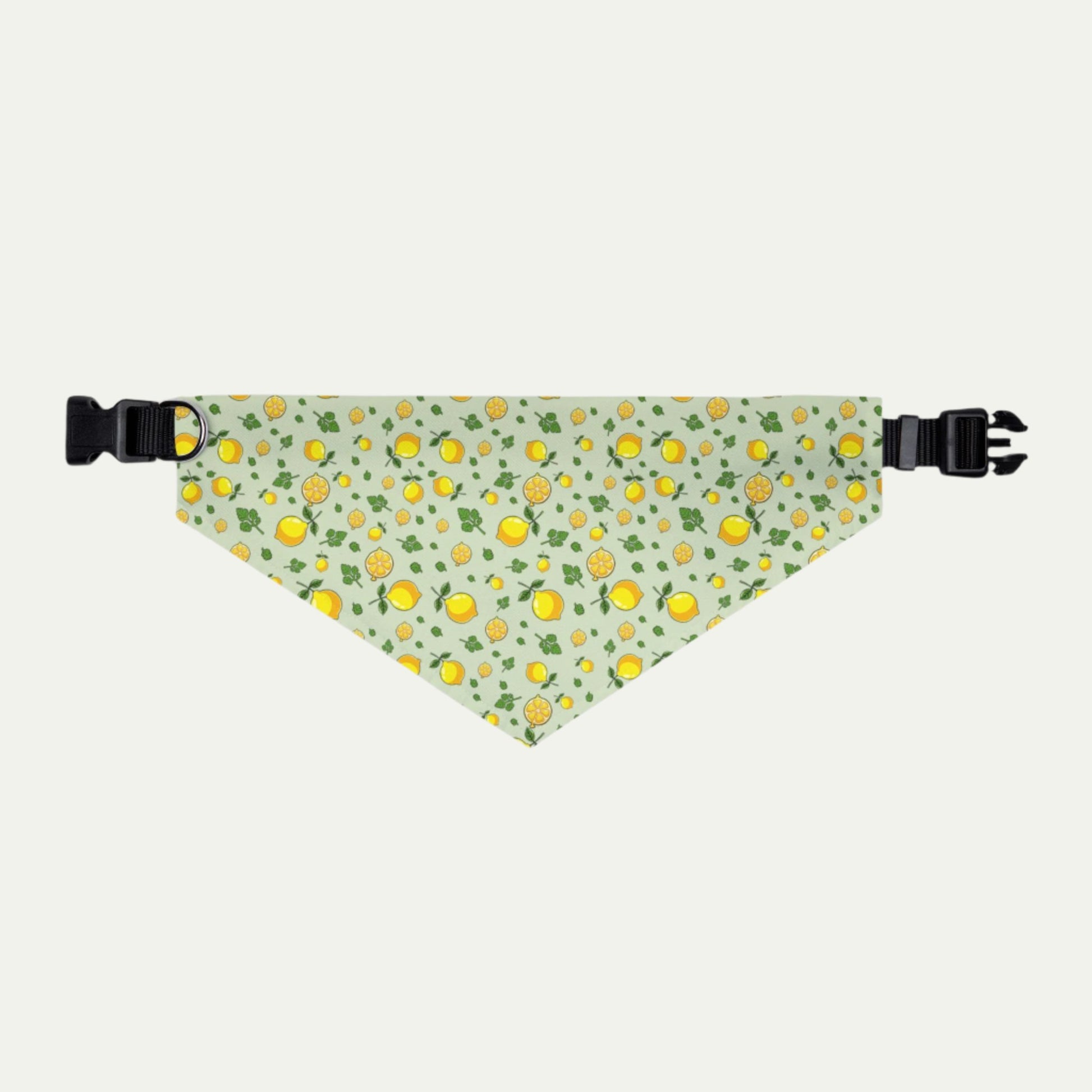 Pet Bandana Collar, Lemons and Parsley, Pale Green Background XL