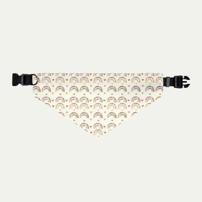 Pet Bandana Collar, Watercolor of Rainbows and Hearts, Cream Background XL