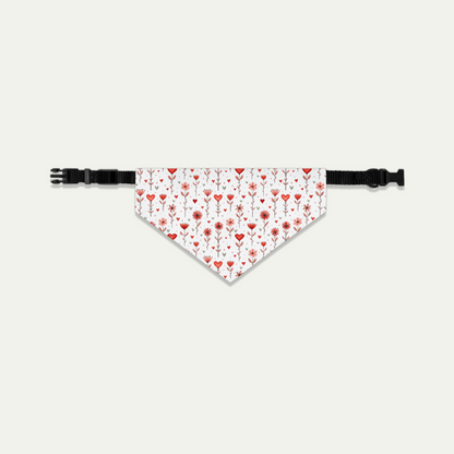 Pet Bandana with Hearts and Flowers on a White Background medium