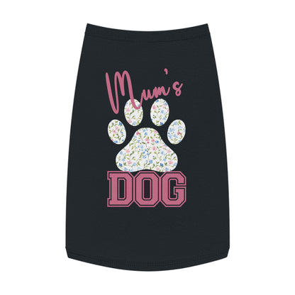 Pet Tank Top - Pink and Blue Floral Mum's Dog Coquette Design Large Black