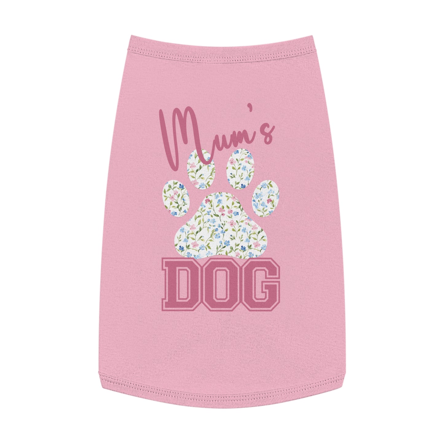 Pet Tank Top - Pink and Blue Floral Mum's Dog Coquette Design Large pink