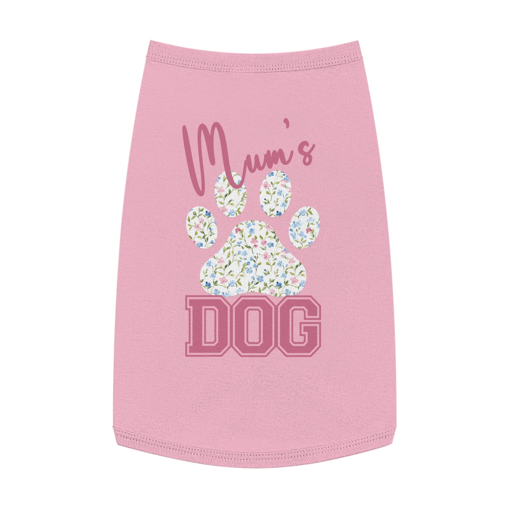 Pet Tank Top - Pink and Blue Floral Mum's Dog Coquette Design Large pink