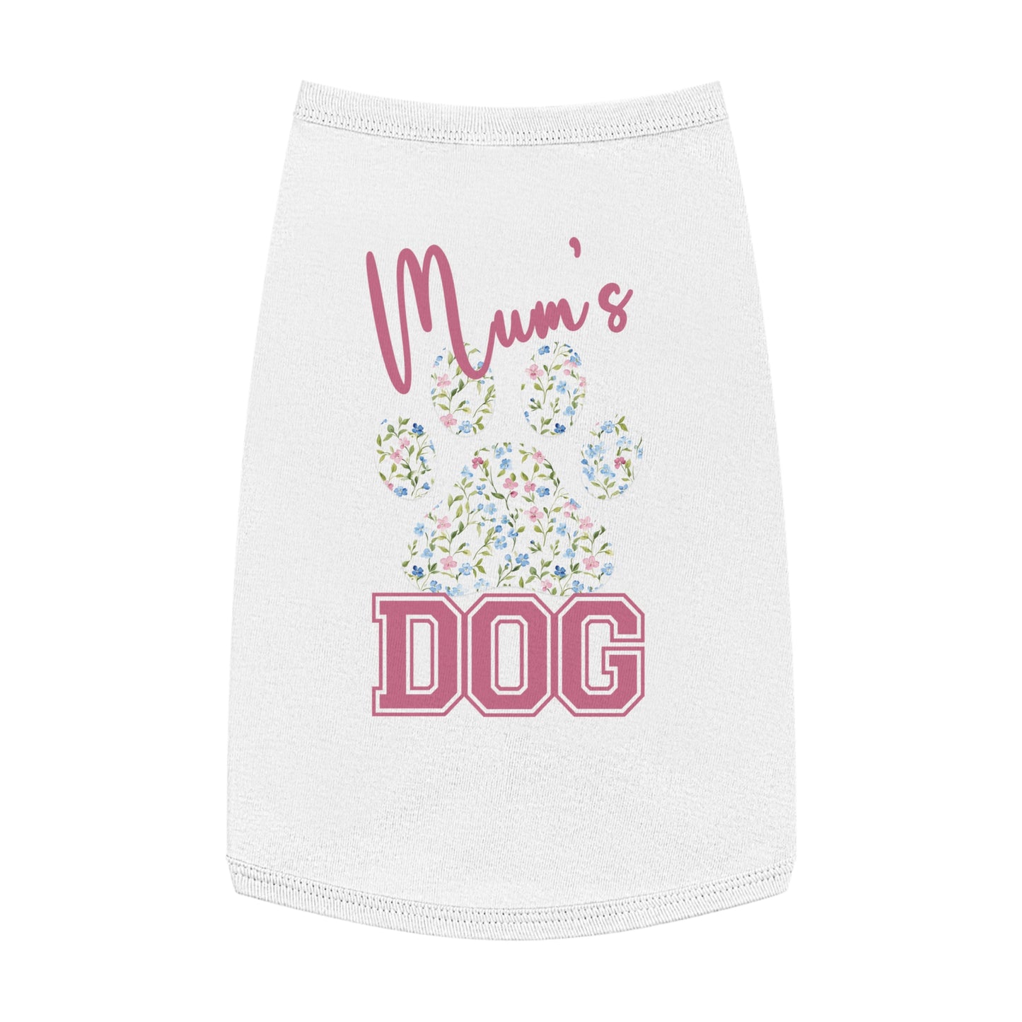 Pet Tank Top - Pink and Blue Floral Mum's Dog Coquette Design Large white