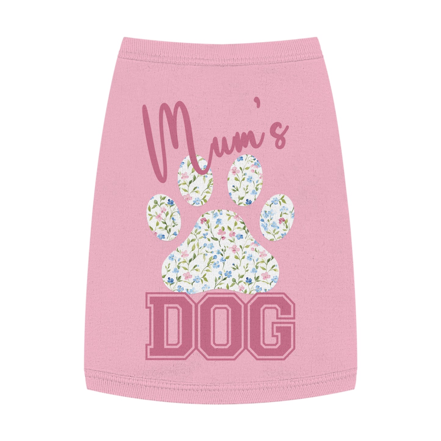 Pet Tank Top - Pink and Blue Floral Mum's Dog Coquette Design Medium pink