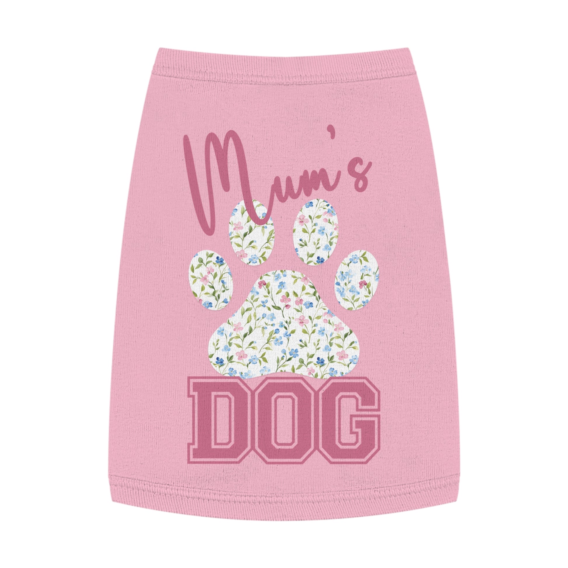 Pet Tank Top - Pink and Blue Floral Mum's Dog Coquette Design Medium pink