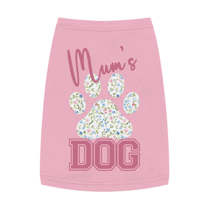Pet Tank Top - Pink and Blue Floral Mum's Dog Coquette Design Medium pink
