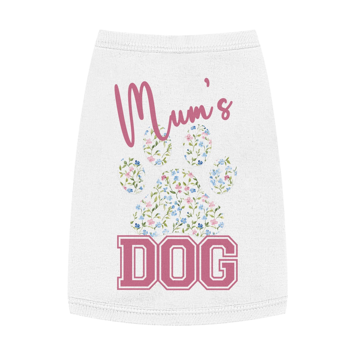 Pet Tank Top - Pink and Blue Floral Mum's Dog Coquette Design Medium white