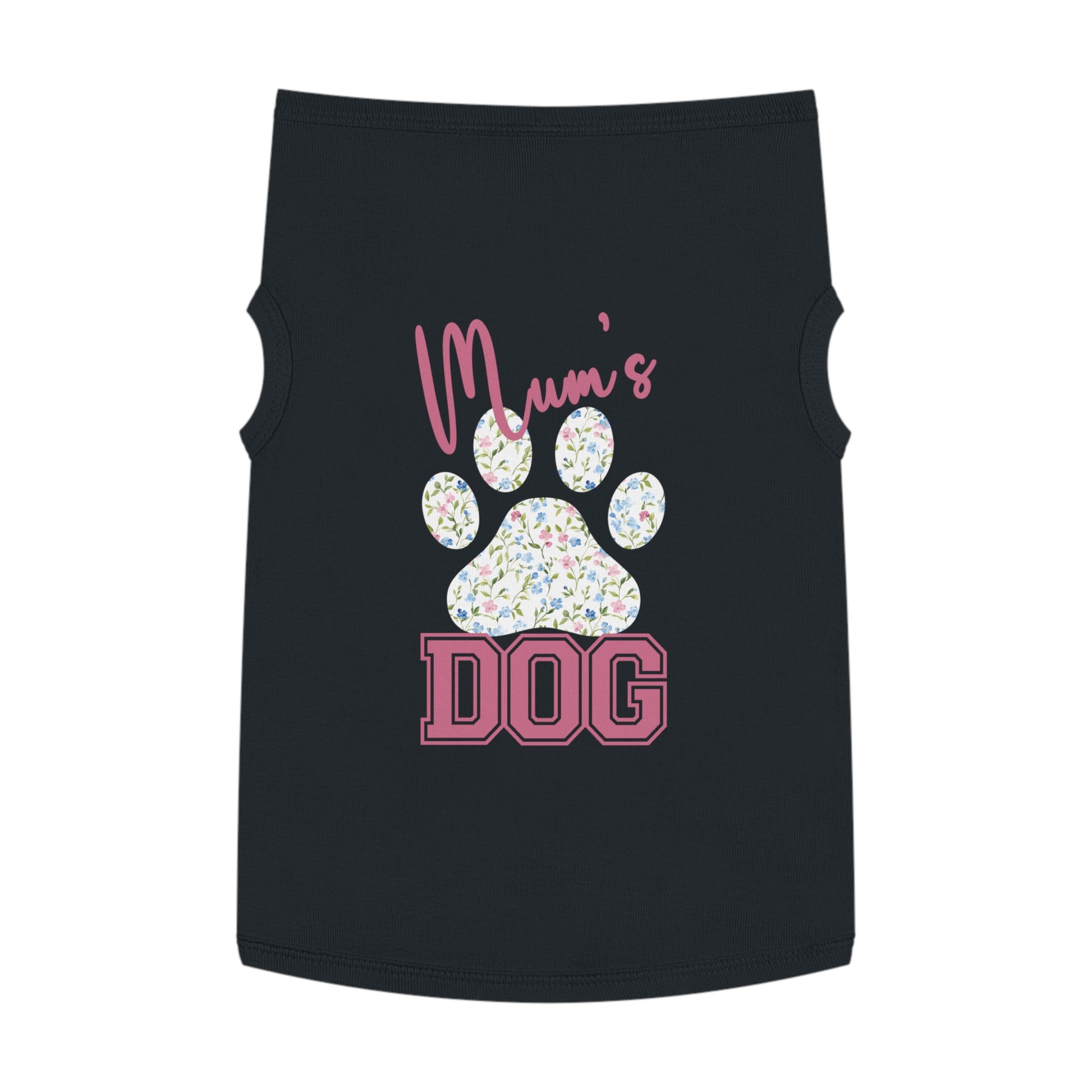 Pet Tank Top - Pink and Blue Floral Mum's Dog Coquette Design X Large Black
