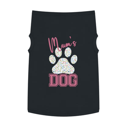 Pet Tank Top - Pink and Blue Floral Mum's Dog Coquette Design X Large Black