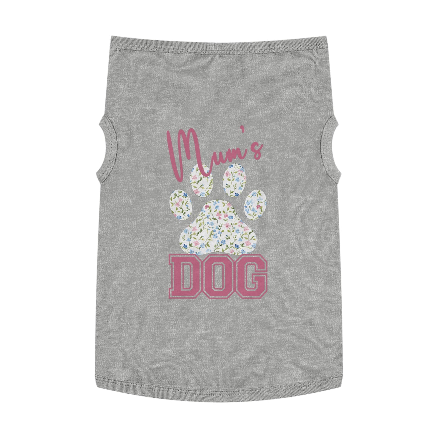 Pet Tank Top - Pink and Blue Floral Mum's Dog Coquette Design X Large Grey