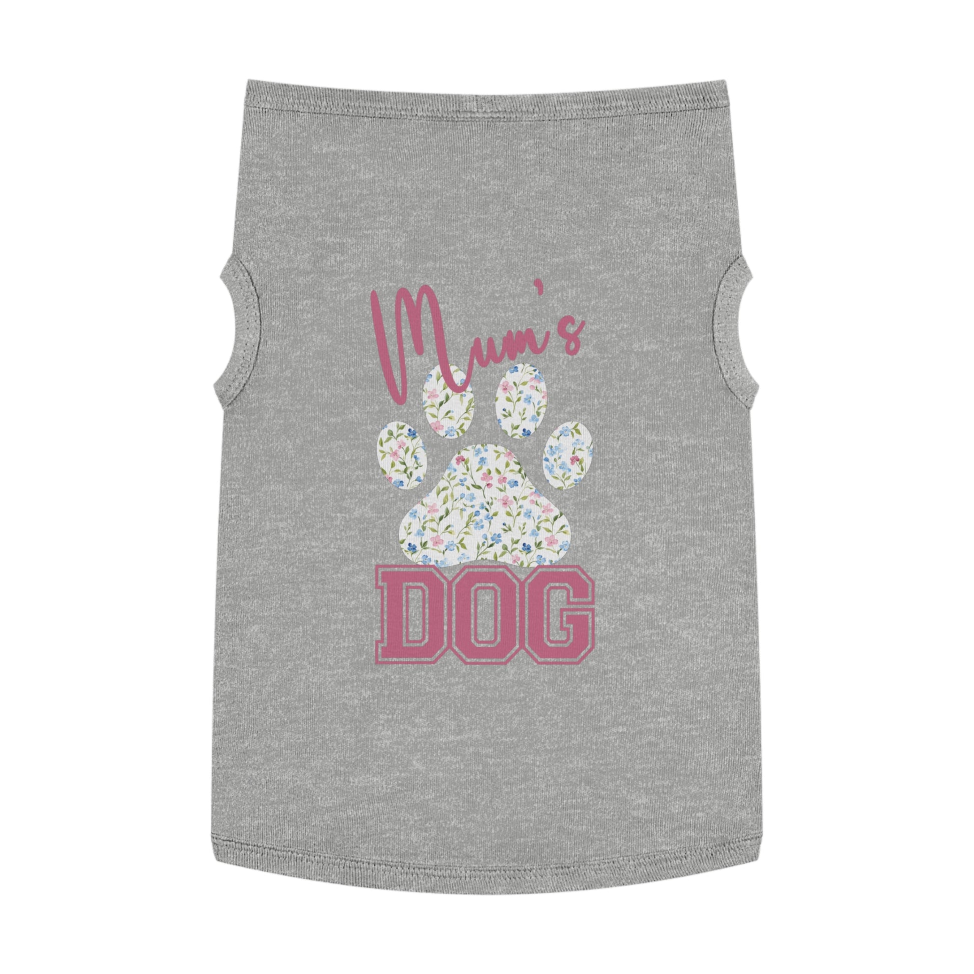 Pet Tank Top - Pink and Blue Floral Mum's Dog Coquette Design X Large Grey