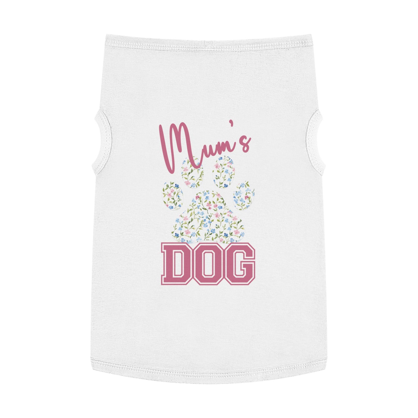 Pet Tank Top - Pink and Blue Floral Mum's Dog Coquette Design X Large white
