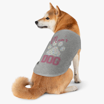 Pet Tank Top - Pink and Blue Floral Mum's Dog Coquette Design context  Large Grey