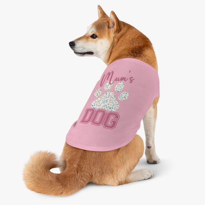 Pet Tank Top - Pink and Blue Floral Mum's Dog Coquette Design context  Large pink