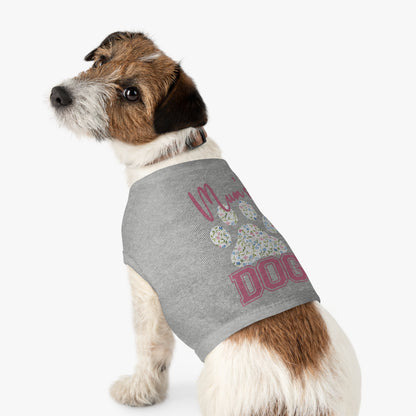 Pet Tank Top - Pink and Blue Floral Mum's Dog Coquette Design context  Medium Grey