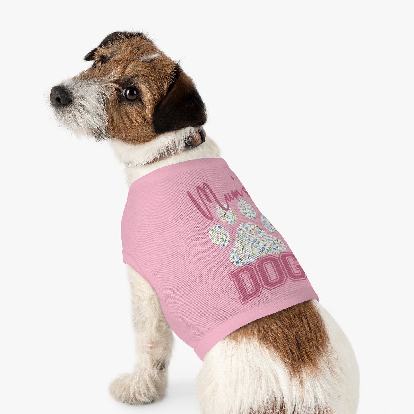 Pet Tank Top - Pink and Blue Floral Mum's Dog Coquette Design context  Medium Pink