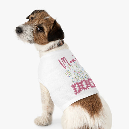 Pet Tank Top - Pink and Blue Floral Mum's Dog Coquette Design context  Medium white