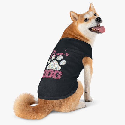 Pet Tank Top - Pink and Blue Floral Mum's Dog Coquette Design context  X Large Black