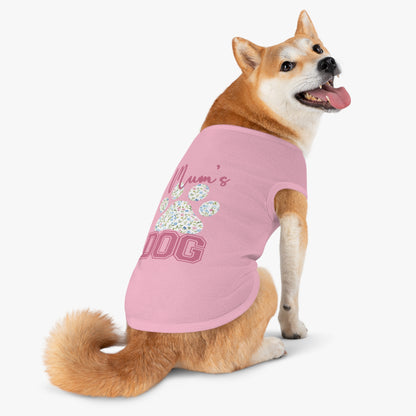 Pet Tank Top - Pink and Blue Floral Mum's Dog Coquette Design context  X Large pink