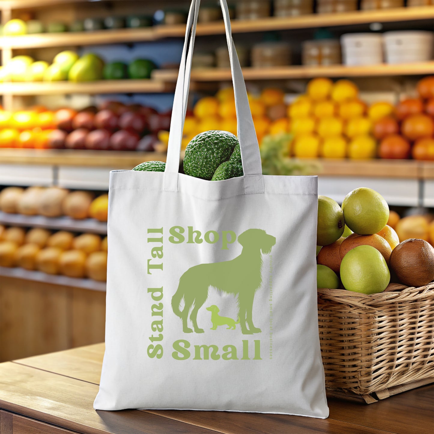 Reusable Cotton Shopping Tote Bag - Stand Tall, Shop Let's Go Green Market