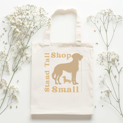 Reusable Cotton Shopping Tote Bag - Stand Tall, Shop The New Brown Bag Flat Lay