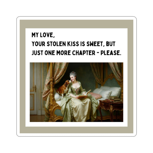 Rococo Design Art Sticker for Bookworms Kiss-Cut Stickers - Perfect for Book Lovers & Dog Owners