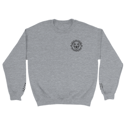 Soft Blend Sweatshirt– 'I LEFT MY DOG TO BE HERE' Circle Design with Dog Breed sport grey