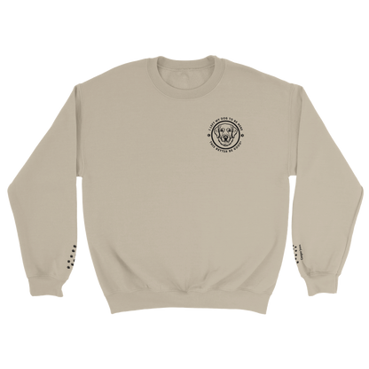 Soft Blend Sweatshirt– 'I LEFT MY DOG TO BE HERE' Circle Design with Dog Breed sport white