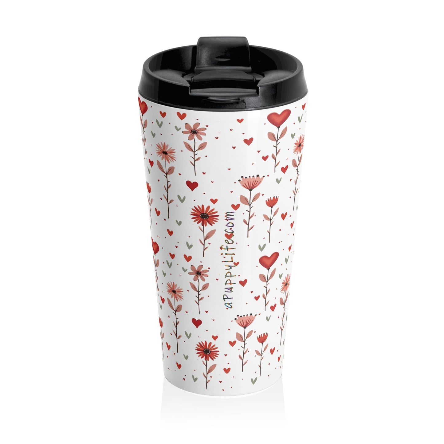 Stainless Steel Travel Mug | Pink Flower Print |Insulated back
