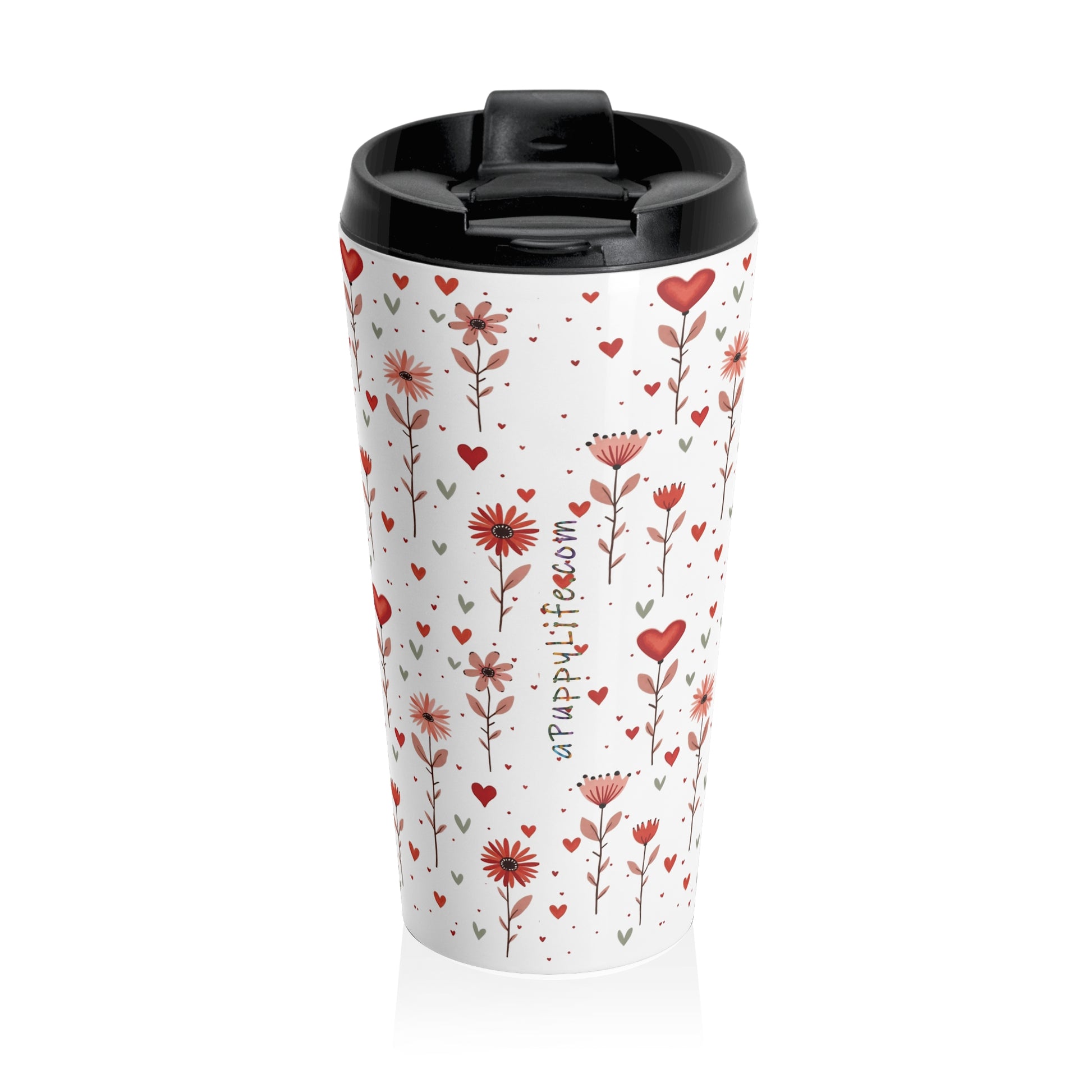 Stainless Steel Travel Mug | Pink Flower Print |Insulated back