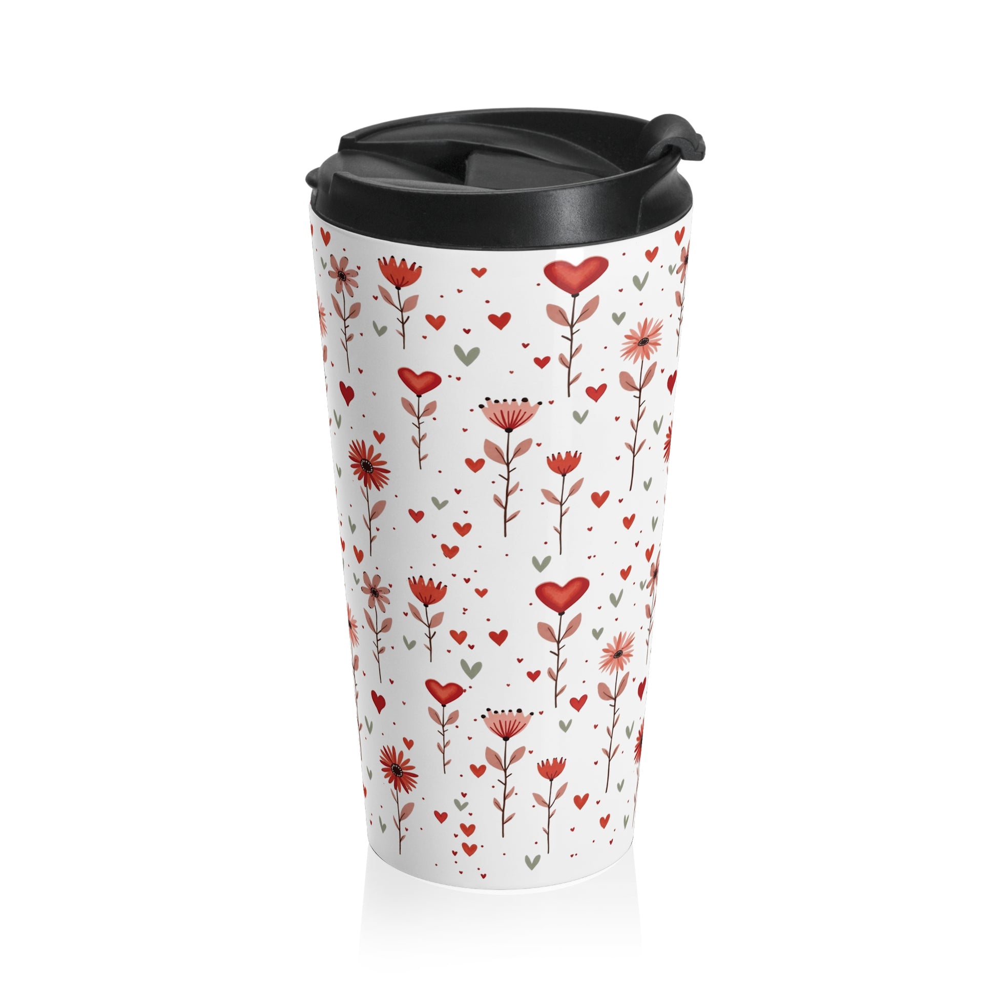 Stainless Steel Travel Mug | Pink Flower Print |Insulated right
