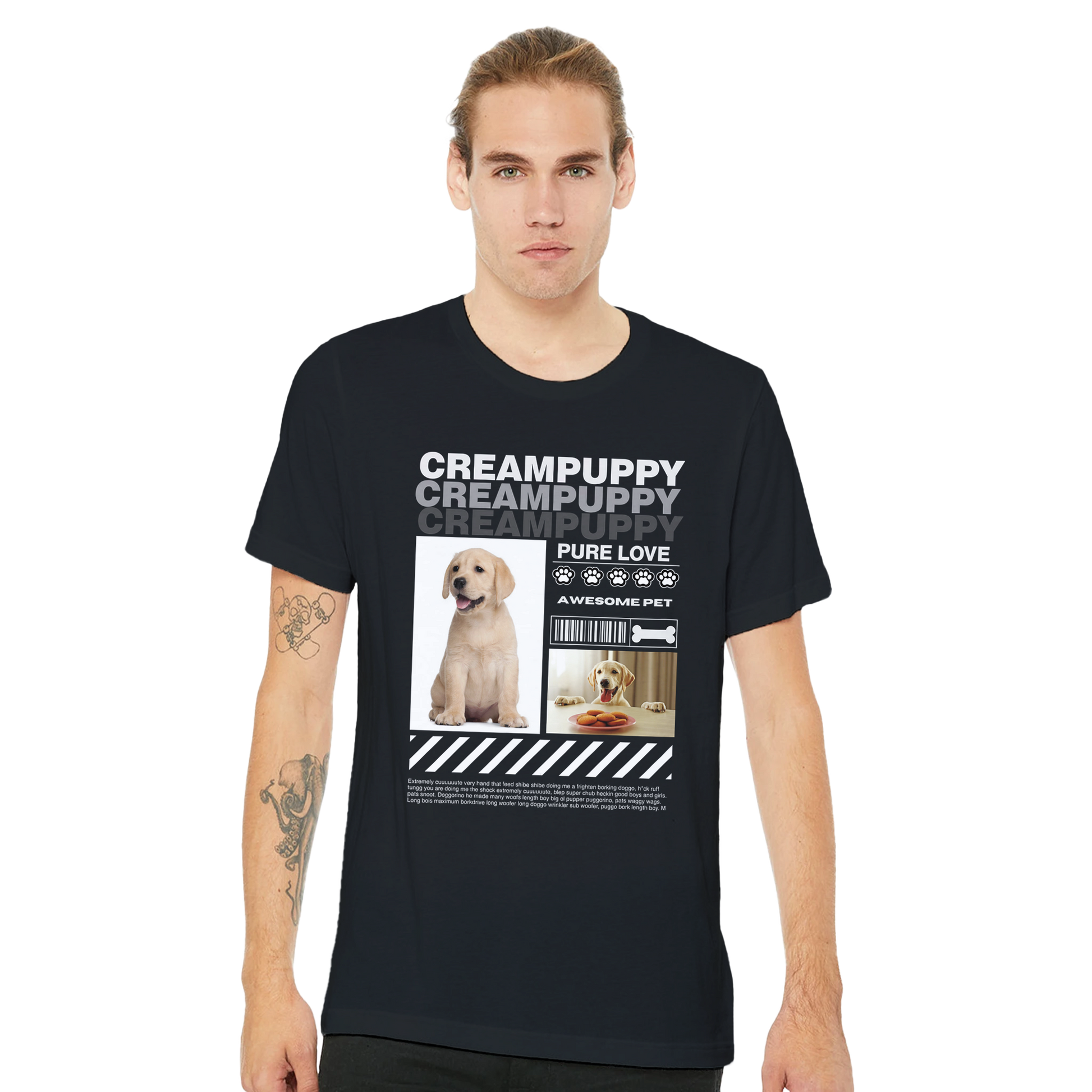 Urban Paws Custom Pet Portrait Tee Black dog