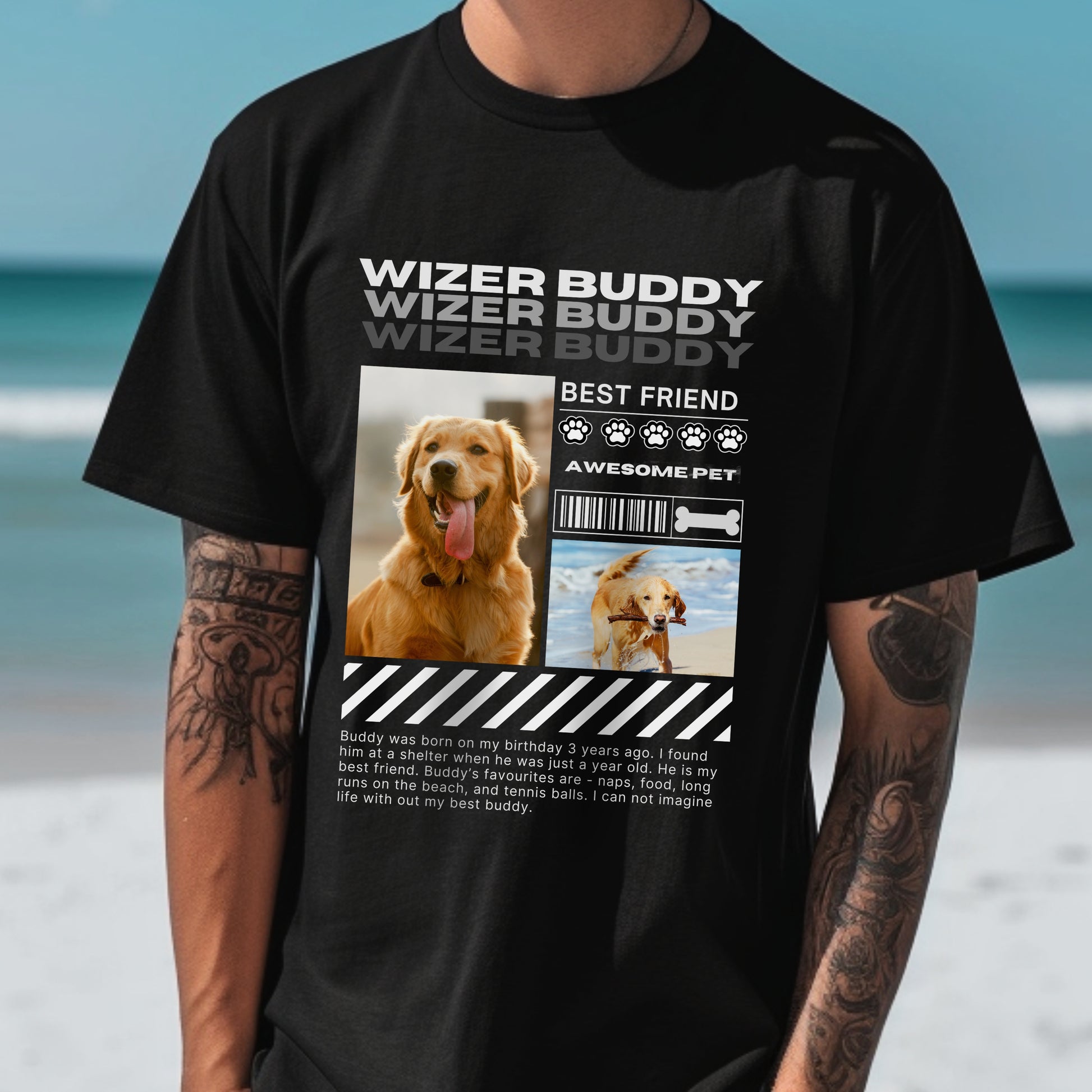 Urban Paws Custom Pet Portrait Tee context Black Dog