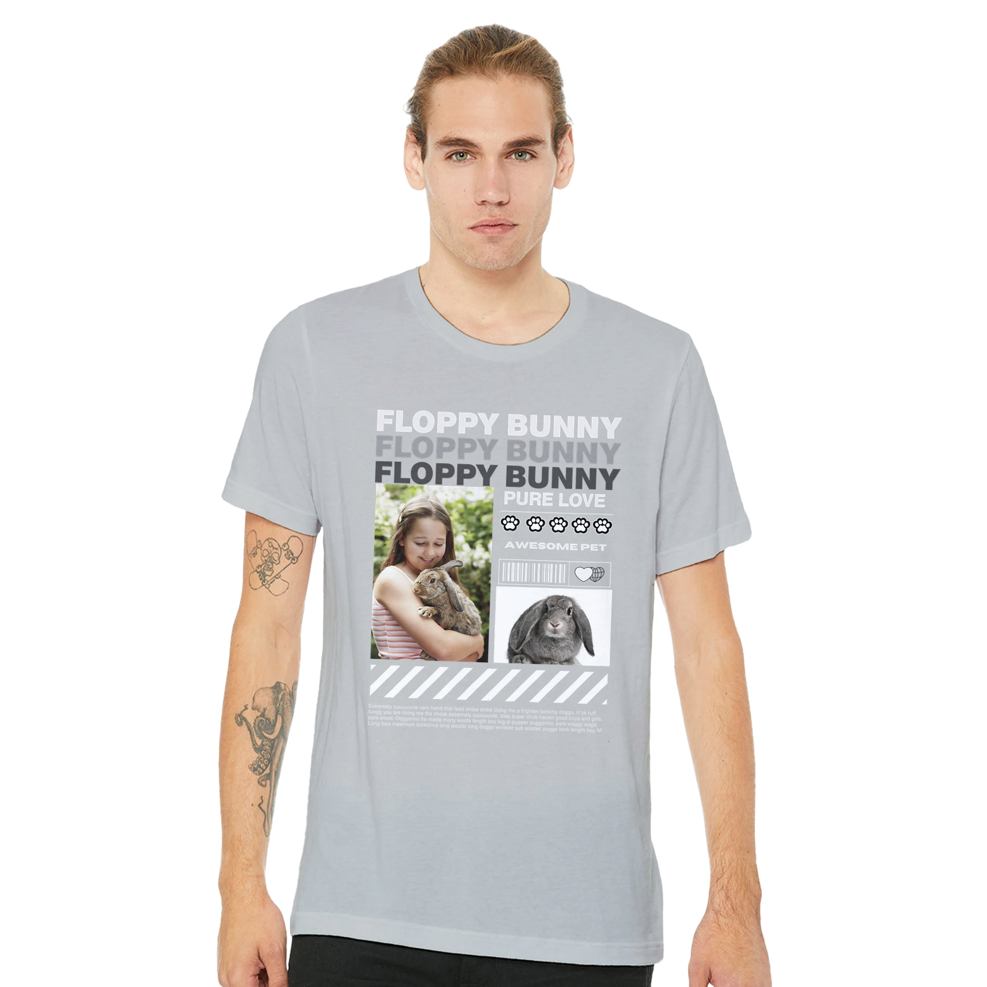Urban Paws Custom Pet Portrait Tee other silver bunny