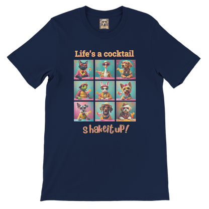 Vibrant Animal Cocktail T-Shirt – Fun Tee Design for Night Out Navy nb